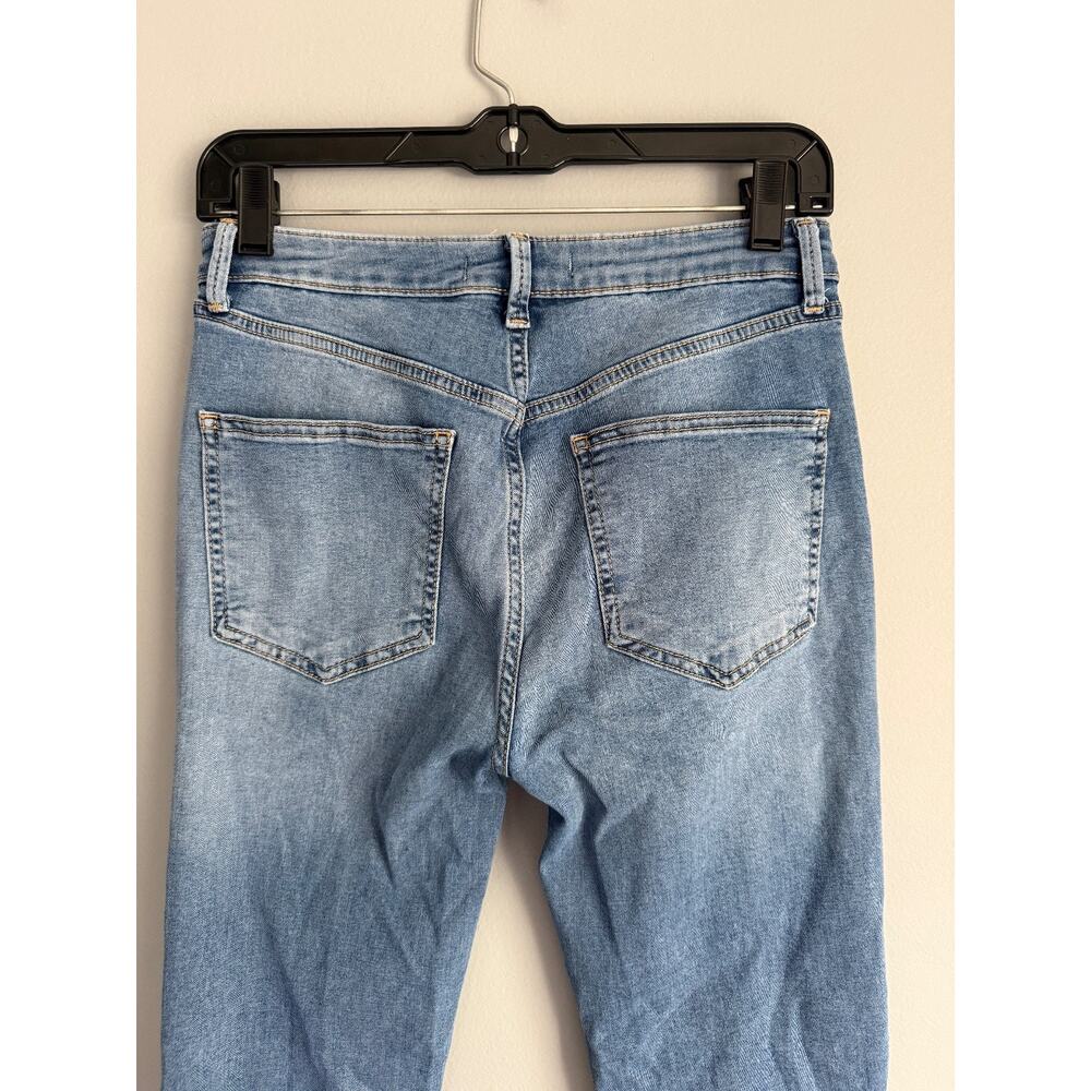 We The Free People Women's 27 Jeans Medium Wash High Rise Paneled Slit Hem - Picture 5 of 8